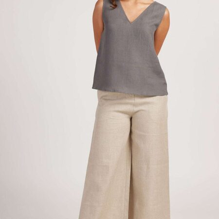 Women's Cotton Solid V Neck 3/4 sleeve 2 Piece Outfit Tank Top and Wide Leg Palazzo Pants Sets cord set ( Pista Green )